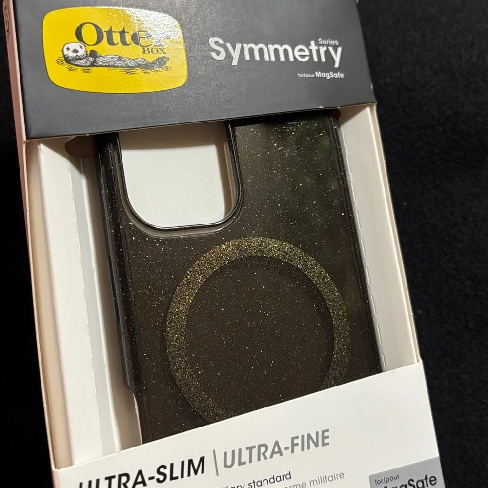 Iphone 16 case otterbox ultra slim black gold glitter